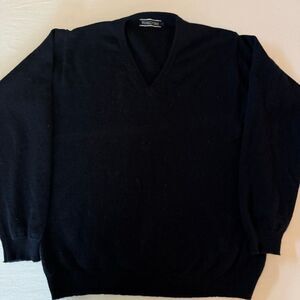 WoolOvers V-Neck Sweater | Men’s L | Navy Blue | 100% Pure New Wool | Woolmark